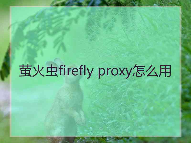 萤火虫firefly proxy怎么用