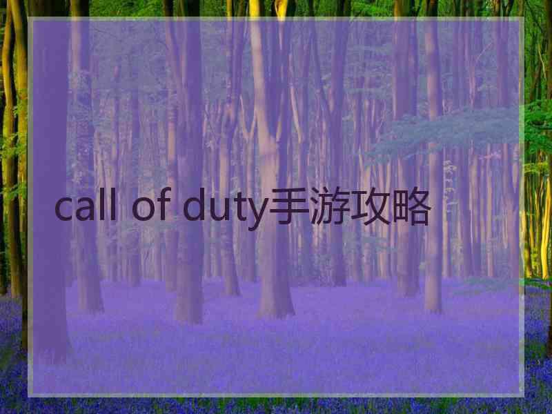 call of duty手游攻略