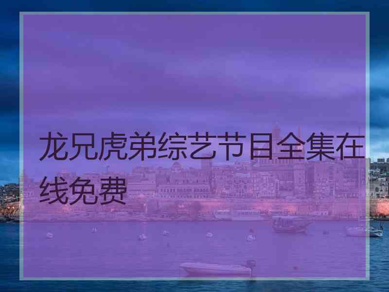 龙兄虎弟综艺节目全集在线免费