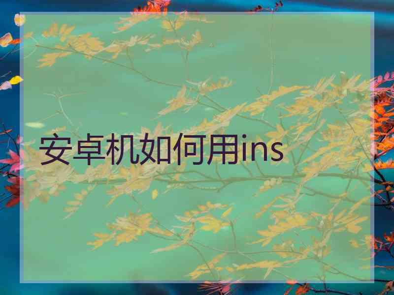 安卓机如何用ins
