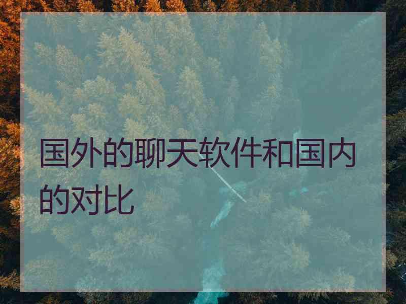 国外的聊天软件和国内的对比