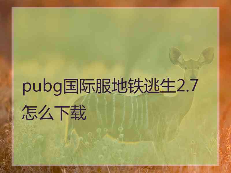 pubg国际服地铁逃生2.7怎么下载