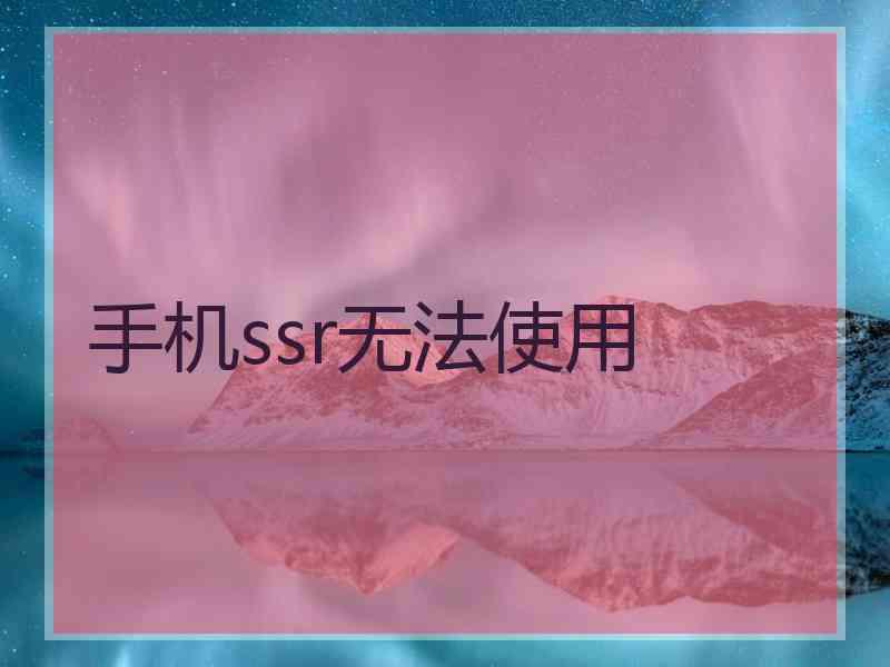 手机ssr无法使用