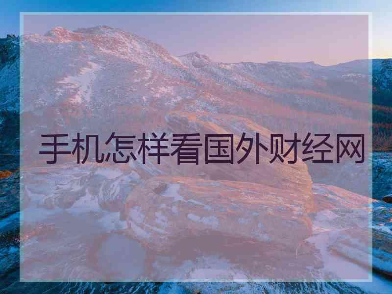 手机怎样看国外财经网