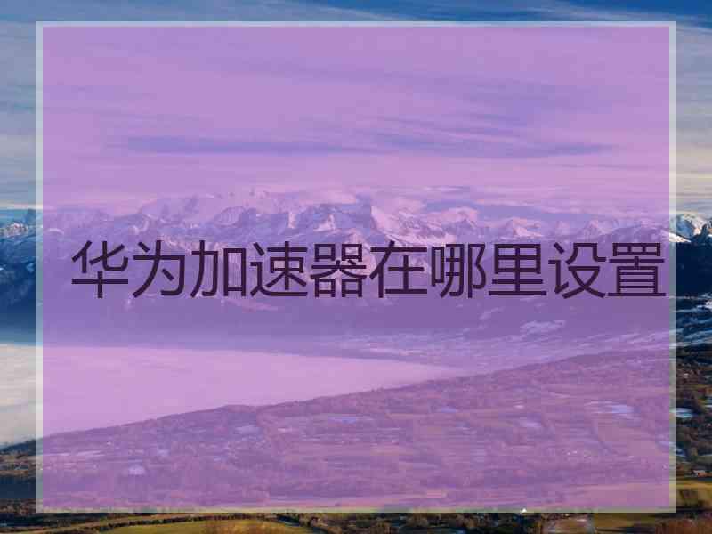 华为加速器在哪里设置