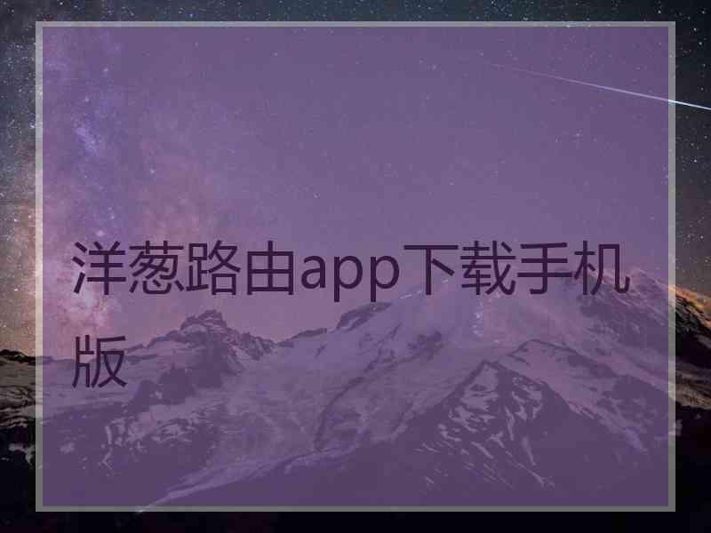 洋葱路由app下载手机版