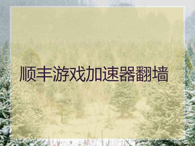 顺丰游戏加速器翻墙