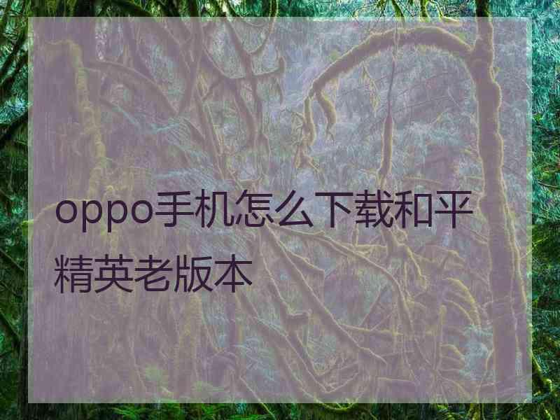 oppo手机怎么下载和平精英老版本