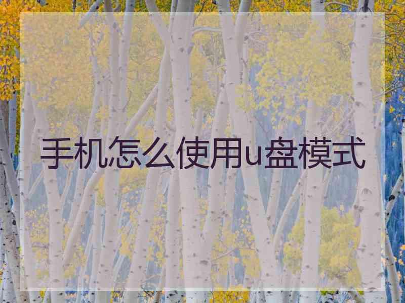 手机怎么使用u盘模式