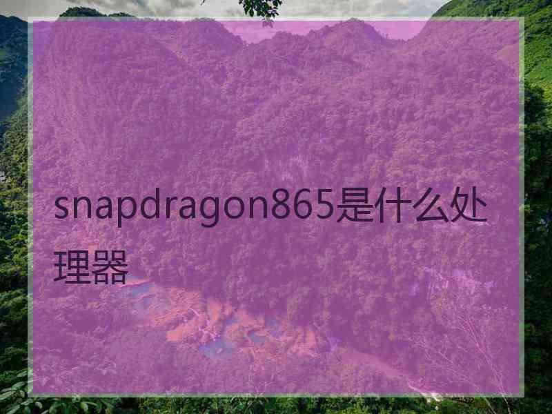 snapdragon865是什么处理器