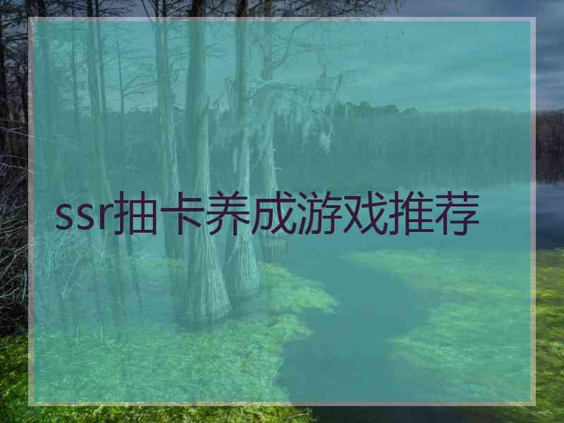 ssr抽卡养成游戏推荐