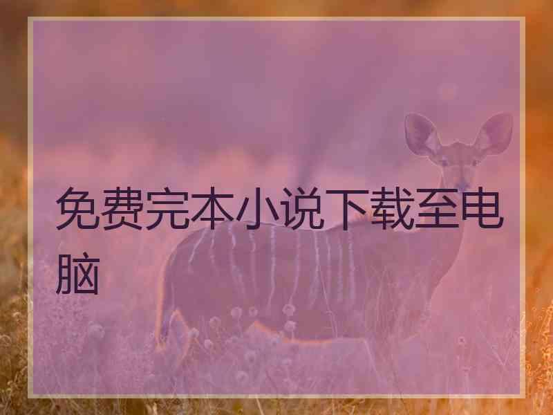 免费完本小说下载至电脑