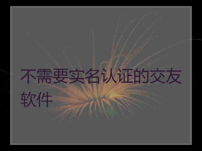 不需要实名认证的交友软件