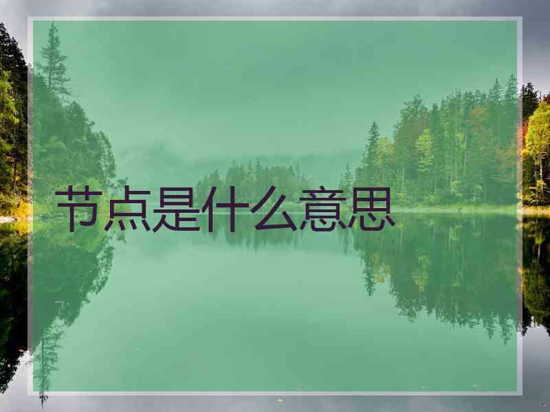 节点是什么意思