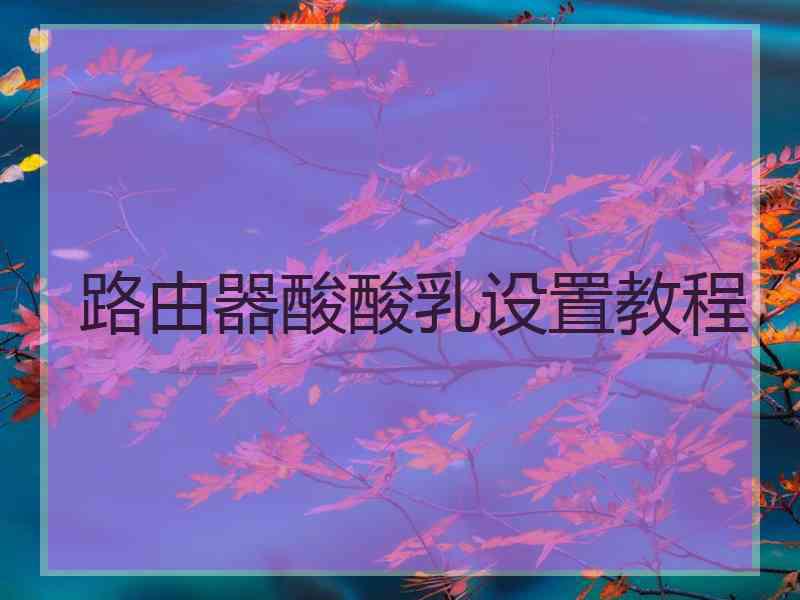 路由器酸酸乳设置教程