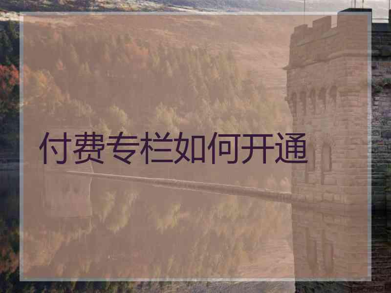 付费专栏如何开通