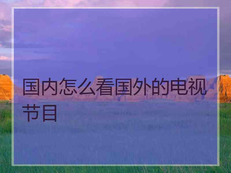 国内怎么看国外的电视节目