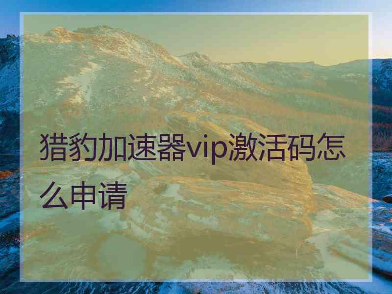 猎豹加速器vip激活码怎么申请