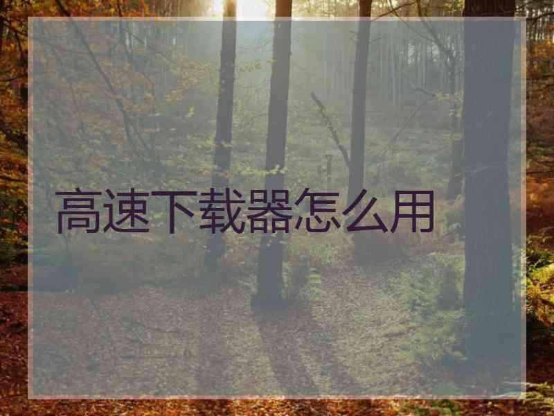 高速下载器怎么用