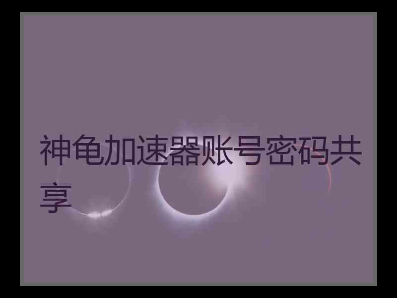 神龟加速器账号密码共享