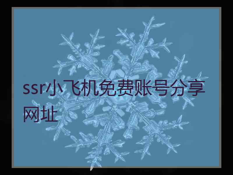 ssr小飞机免费账号分享网址