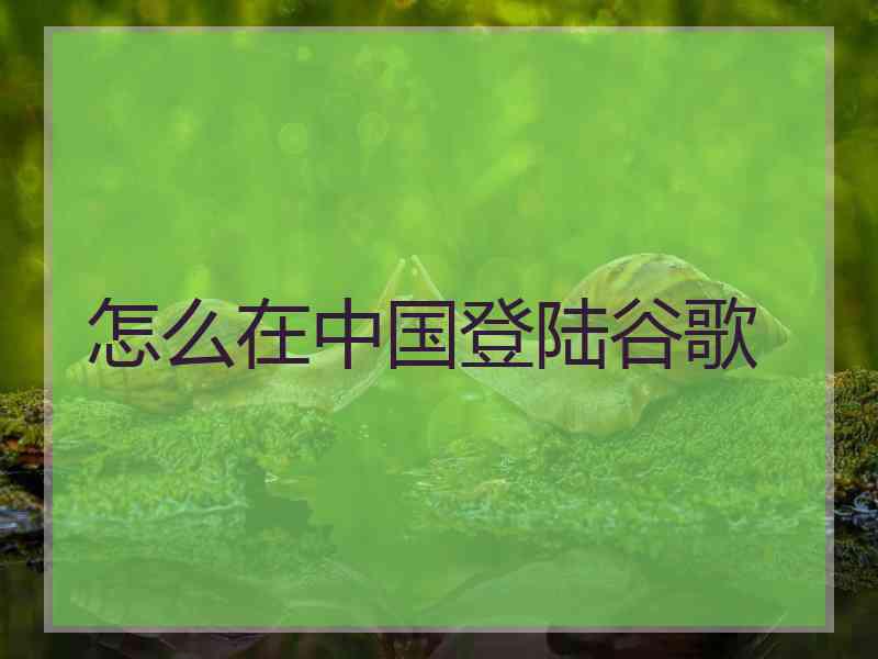 怎么在中国登陆谷歌