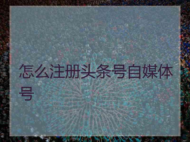 怎么注册头条号自媒体号
