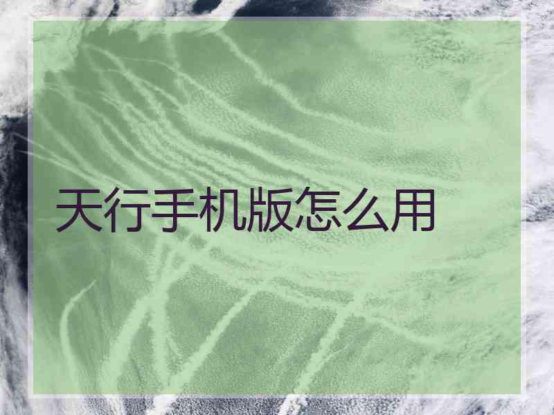 天行手机版怎么用
