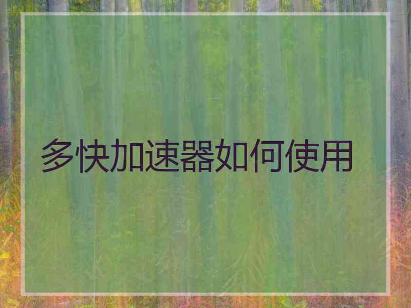 多快加速器如何使用