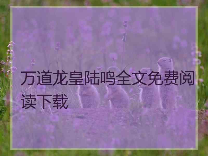 万道龙皇陆鸣全文免费阅读下载