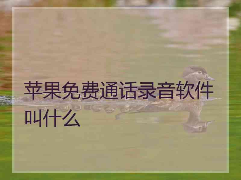 苹果免费通话录音软件叫什么