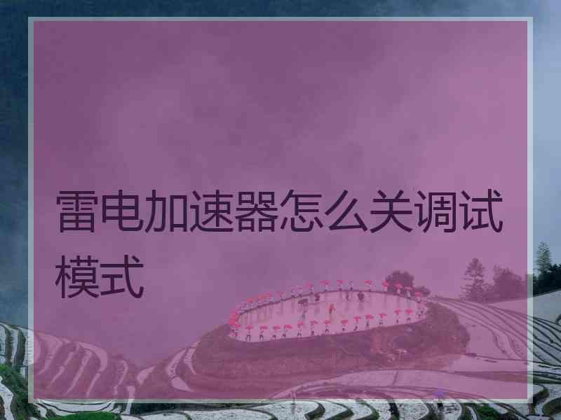 雷电加速器怎么关调试模式
