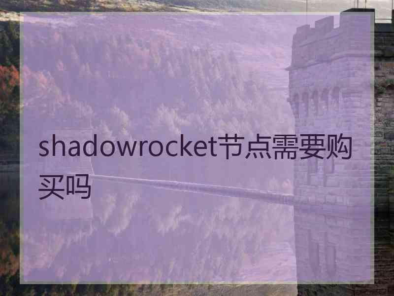 shadowrocket节点需要购买吗