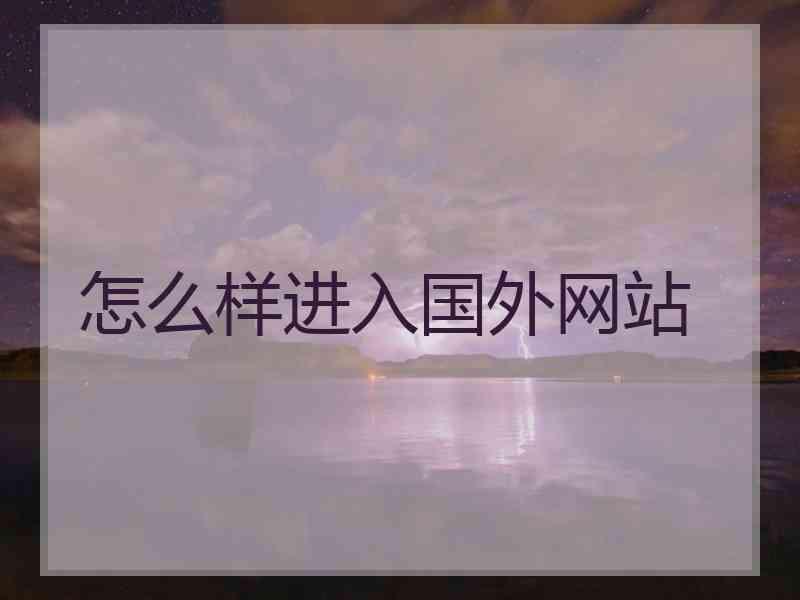 怎么样进入国外网站