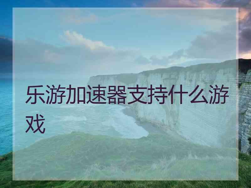 乐游加速器支持什么游戏