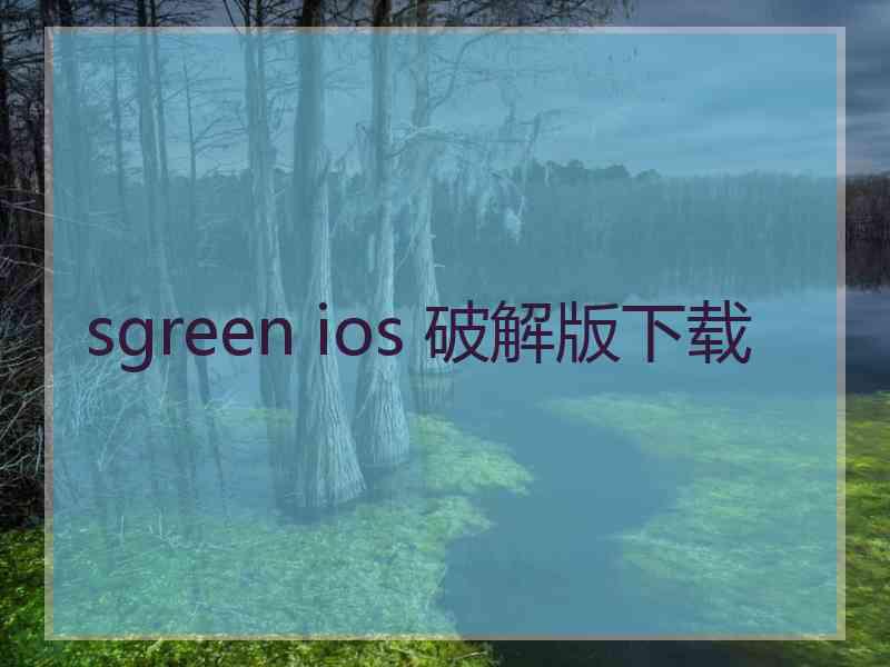 sgreen ios 破解版下载