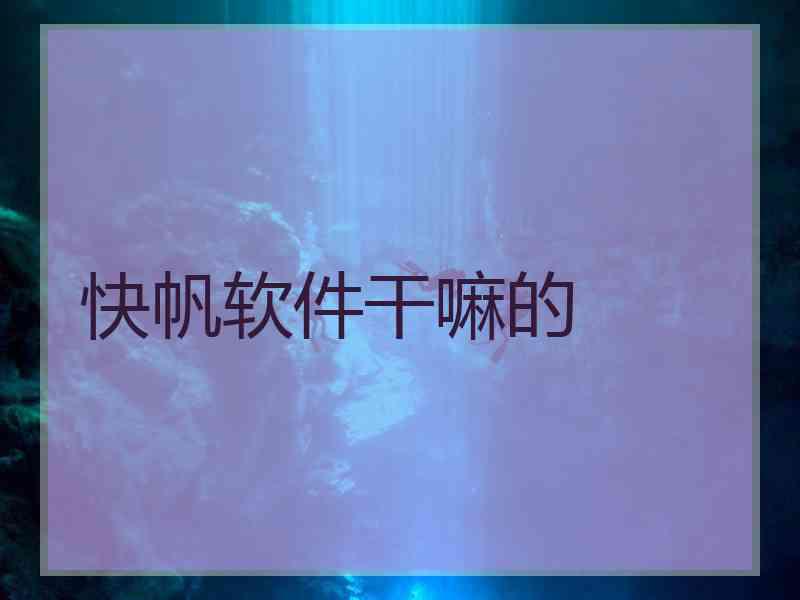 快帆软件干嘛的