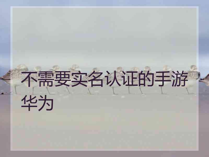 不需要实名认证的手游华为