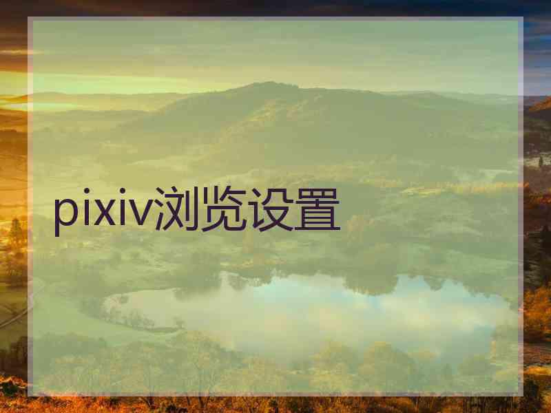 pixiv浏览设置