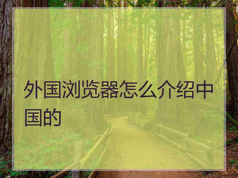 外国浏览器怎么介绍中国的