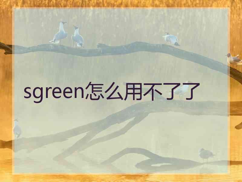 sgreen怎么用不了了