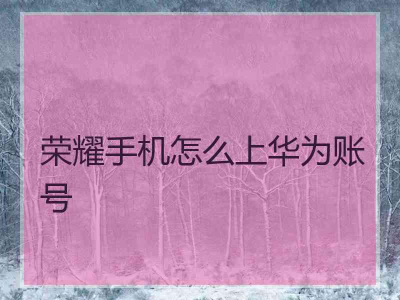荣耀手机怎么上华为账号