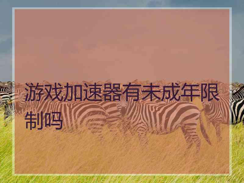 游戏加速器有未成年限制吗