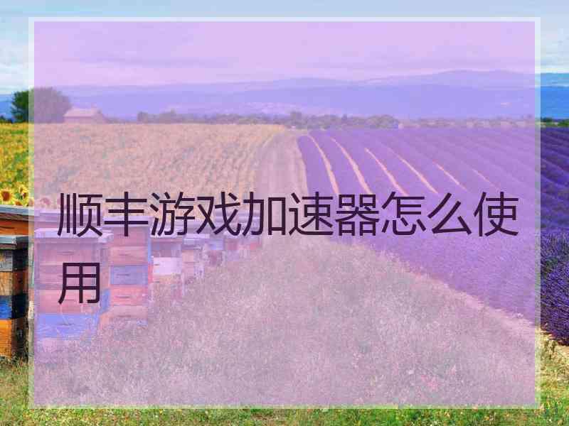 顺丰游戏加速器怎么使用