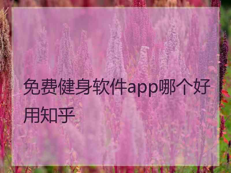 免费健身软件app哪个好用知乎