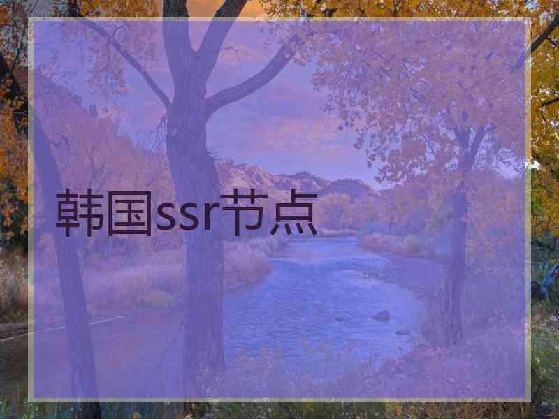 韩国ssr节点