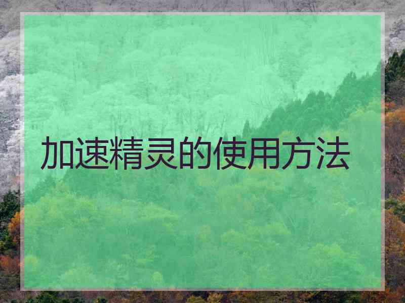 加速精灵的使用方法