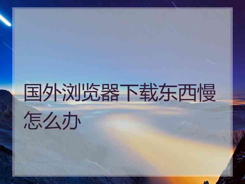 国外浏览器下载东西慢怎么办