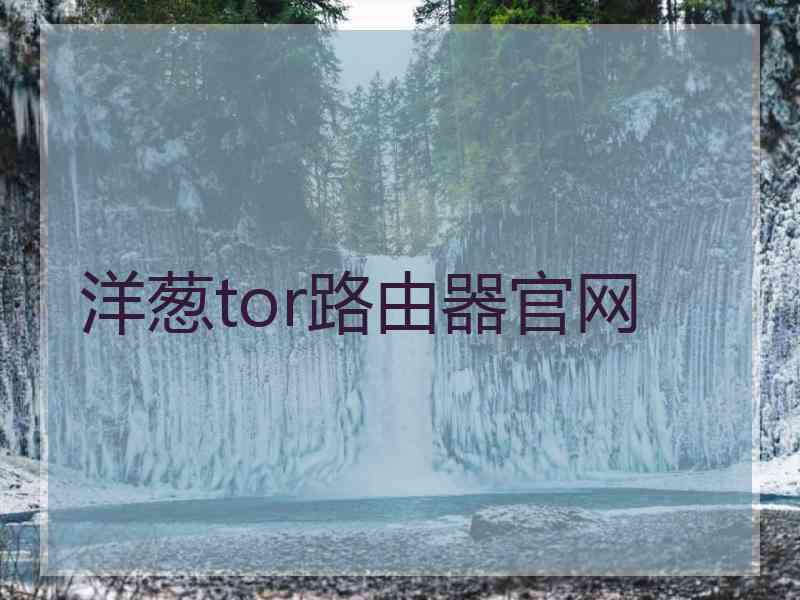 洋葱tor路由器官网
