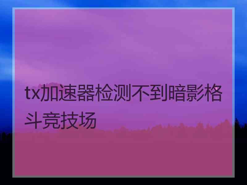 tx加速器检测不到暗影格斗竞技场